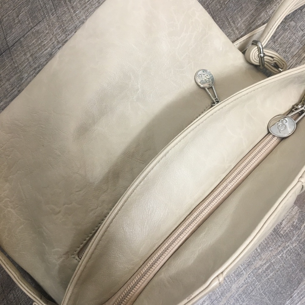 Cream SQ Crossbody Bag Fold-Over Style iPad Size!